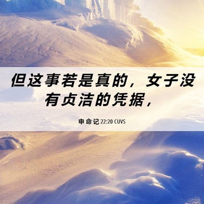 Picture 06 - 申 命 记 22:20 CUVS - 但 这 事 若 是 真 的 ， 女 子 没 有 - Bible Verse Picture