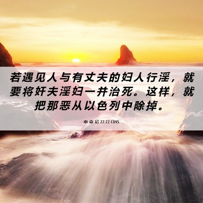 Picture 06 - 申 命 记 22:22 CUVS - 若 遇 见 人 与 有 丈 夫 的 妇 人 行 - Bible Verse Picture