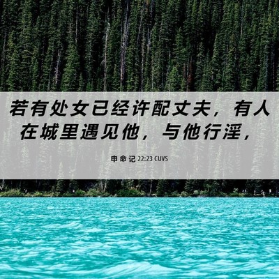 Picture 06 - 申 命 记 22:23 CUVS - 若 有 处 女 已 经 许 配 丈 夫 ， 有 - Bible Verse Picture