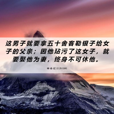 Picture 06 - 申 命 记 22:29 CUVS - 这 男 子 就 要 拿 五 十 舍 客 勒 银 - Bible Verse Picture