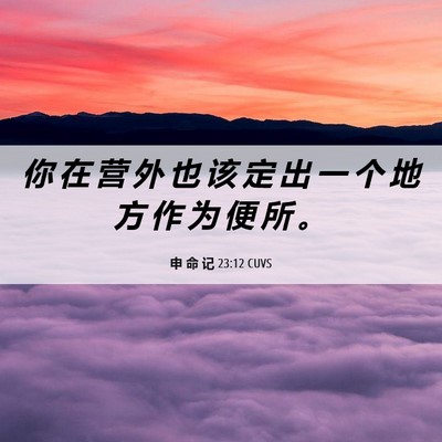 Picture 06 - 申 命 记 23:12 CUVS - 你 在 营 外 也 该 定 出 一 个 地 方 - Bible Verse Picture
