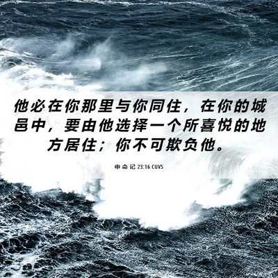 Picture 06 - 申 命 记 23:16 CUVS - 他 必 在 你 那 里 与 你 同 住 ， 在 - Bible Verse Picture