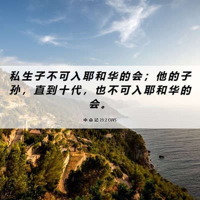 Picture 06 - 申 命 记 23:2 CUVS - 私 生 子 不 可 入 耶 和 华 的 会 ； - Bible Verse Picture
