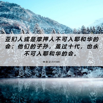 Picture 06 - 申 命 记 23:3 CUVS - 亚 扪 人 或 是 摩 押 人 不 可 入 耶 - Bible Verse Picture