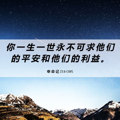 Picture 06 - 申 命 记 23:6 CUVS - 你 一 生 一 世 永 不 可 求 他 们 的 - Bible Verse Picture