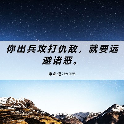Picture 06 - 申 命 记 23:9 CUVS - 你 出 兵 攻 打 仇 敌 ， 就 要 远 避 - Bible Verse Picture