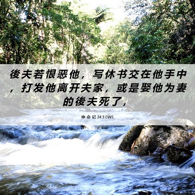 Picture 06 - 申 命 记 24:3 CUVS - 後 夫 若 恨 恶 他 ， 写 休 书 交 在 - Bible Verse Picture