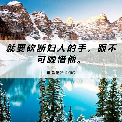 Picture 06 - 申 命 记 25:12 CUVS - 就 要 砍 断 妇 人 的 手 ， 眼 不 可 - Bible Verse Picture