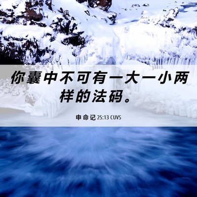 Picture 06 - 申 命 记 25:13 CUVS - 你 囊 中 不 可 有 一 大 一 小 两 样 - Bible Verse Picture