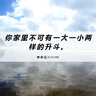 Picture 06 - 申 命 记 25:14 CUVS - 你 家 里 不 可 有 一 大 一 小 两 样 - Bible Verse Picture