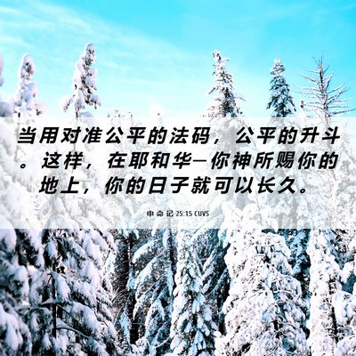 Picture 06 - 申 命 记 25:15 CUVS - 当 用 对 准 公 平 的 法 码 ， 公 平 - Bible Verse Picture