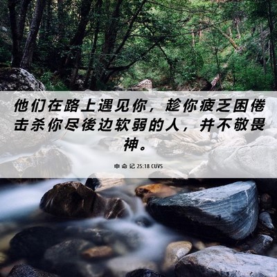 Picture 06 - 申 命 记 25:18 CUVS - 他 们 在 路 上 遇 见 你 ， 趁 你 疲 - Bible Verse Picture