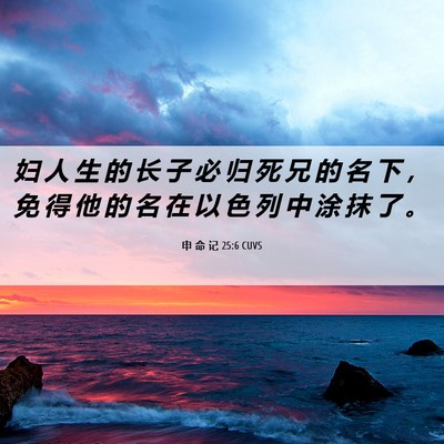 Picture 06 - 申 命 记 25:6 CUVS - 妇 人 生 的 长 子 必 归 死 兄 的 名 - Bible Verse Picture