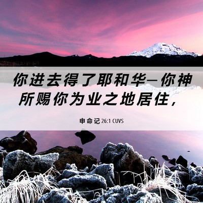 Picture 06 - 申 命 记 26:1 CUVS - 你 进 去 得 了 耶 和 华 ─ 你 神 所 - Bible Verse Picture
