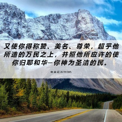 Picture 06 - 申 命 记 26:19 CUVS - 又 使 你 得 称 赞 、 美 名 、 尊 荣 - Bible Verse Picture