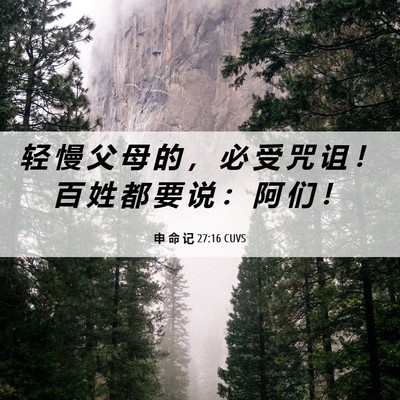 Picture 06 - 申 命 记 27:16 CUVS - 轻 慢 父 母 的 ， 必 受 咒 诅 ！ 百 - Bible Verse Picture
