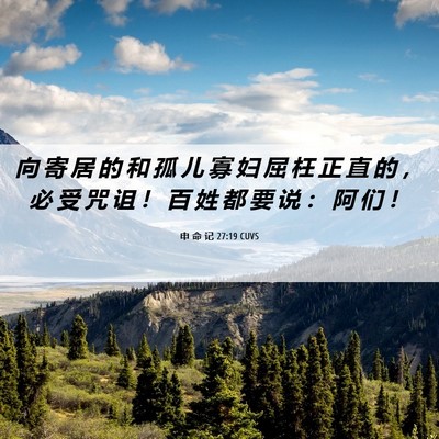 Picture 06 - 申 命 记 27:19 CUVS - 向 寄 居 的 和 孤 儿 寡 妇 屈 枉 正 - Bible Verse Picture