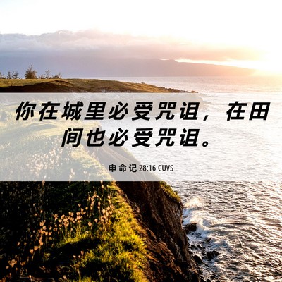 Picture 06 - 申 命 记 28:16 CUVS - 你 在 城 里 必 受 咒 诅 ， 在 田 间 - Bible Verse Picture