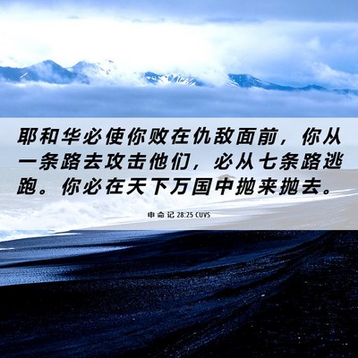 Picture 06 - 申 命 记 28:25 CUVS - 耶 和 华 必 使 你 败 在 仇 敌 面 前 - Bible Verse Picture