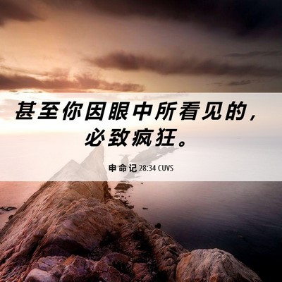 Picture 06 - 申 命 记 28:34 CUVS - 甚 至 你 因 眼 中 所 看 见 的 ， 必 - Bible Verse Picture