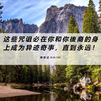 Picture 06 - 申 命 记 28:46 CUVS - 这 些 咒 诅 必 在 你 和 你 後 裔 的 - Bible Verse Picture