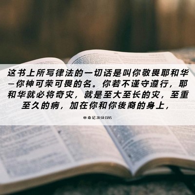 Picture 06 - 申 命 记 28:58 CUVS - 这 书 上 所 写 律 法 的 一 切 话 是 - Bible Verse Picture