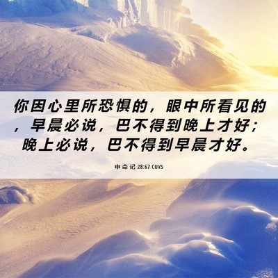 Picture 06 - 申 命 记 28:67 CUVS - 你 因 心 里 所 恐 惧 的 ， 眼 中 所 - Bible Verse Picture