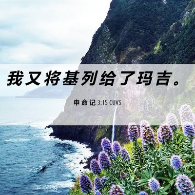 Picture 06 - 申 命 记 3:15 CUVS - 我 又 将 基 列 给 了 玛 吉 - Bible Verse Picture