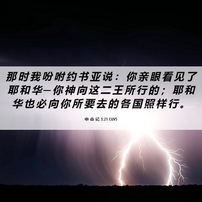 Picture 06 - 申 命 记 3:21 CUVS - 那 时 我 吩 咐 约 书 亚 说 ： 你 亲 - Bible Verse Picture