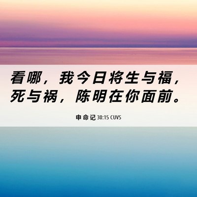 Picture 06 - 申 命 记 30:15 CUVS - 看 哪 ， 我 今 日 将 生 与 福 ， 死 - Bible Verse Picture