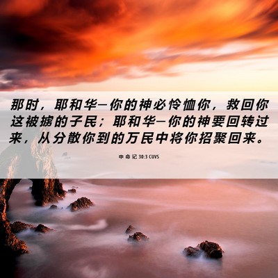 Picture 06 - 申 命 记 30:3 CUVS - 那 时 ， 耶 和 华 ─ 你 的 神 必 怜 - Bible Verse Picture