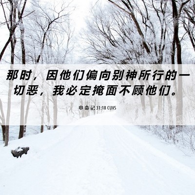 Picture 06 - 申 命 记 31:18 CUVS - 那 时 ， 因 他 们 偏 向 别 神 所 行 - Bible Verse Picture