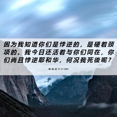 Picture 06 - 申 命 记 31:27 CUVS - 因 为 我 知 道 你 们 是 悖 逆 的 ， - Bible Verse Picture