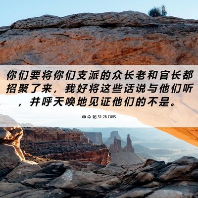 Picture 06 - 申 命 记 31:28 CUVS - 你 们 要 将 你 们 支 派 的 众 长 老 - Bible Verse Picture
