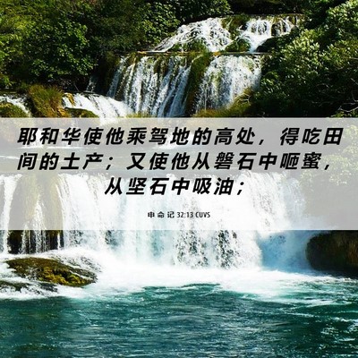 Picture 06 - 申 命 记 32:13 CUVS - 耶 和 华 使 他 乘 驾 地 的 高 处 ， - Bible Verse Picture