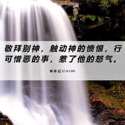 Picture 06 - 申 命 记 32:16 CUVS - 敬 拜 别 神 ， 触 动 神 的 愤 恨 ， - Bible Verse Picture