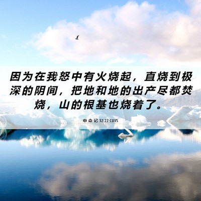 Picture 06 - 申 命 记 32:22 CUVS - 因 为 在 我 怒 中 有 火 烧 起 ， 直 - Bible Verse Picture