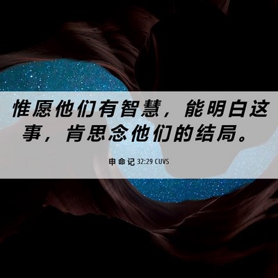 Picture 06 - 申 命 记 32:29 CUVS - 惟 愿 他 们 有 智 慧 ， 能 明 白 这 - Bible Verse Picture