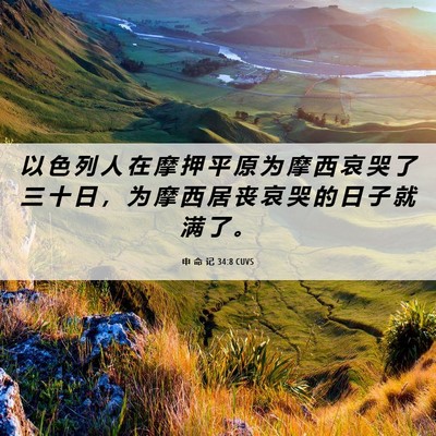 Picture 06 - 申 命 记 34:8 CUVS - 以 色 列 人 在 摩 押 平 原 为 摩 西 - Bible Verse Picture