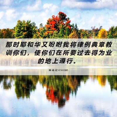 Picture 06 - 申 命 记 4:14 CUVS - 那 时 耶 和 华 又 吩 咐 我 将 律 例 - Bible Verse Picture