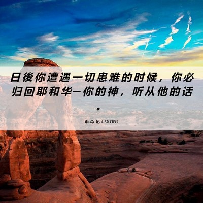 Picture 06 - 申 命 记 4:30 CUVS - 日 後 你 遭 遇 一 切 患 难 的 时 候 - Bible Verse Picture