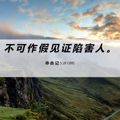 Picture 06 - 申 命 记 5:20 CUVS - 不 可 作 假 见 证 陷 害 人 - Bible Verse Picture