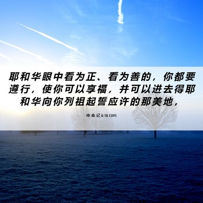 Picture 06 - 申 命 记 6:18 CUVS - 耶 和 华 眼 中 看 为 正 、 看 为 善 - Bible Verse Picture