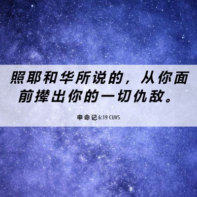 Picture 06 - 申 命 记 6:19 CUVS - 照 耶 和 华 所 说 的 ， 从 你 面 前 - Bible Verse Picture