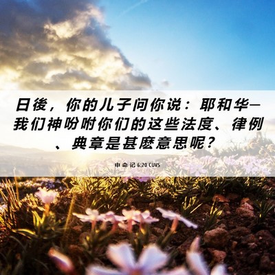 Picture 06 - 申 命 记 6:20 CUVS - 日 後 ， 你 的 儿 子 问 你 说 ： 耶 - Bible Verse Picture