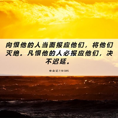 Picture 06 - 申 命 记 7:10 CUVS - 向 恨 他 的 人 当 面 报 应 他 们 ， - Bible Verse Picture