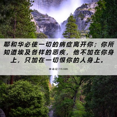 Picture 06 - 申 命 记 7:15 CUVS - 耶 和 华 必 使 一 切 的 病 症 离 开 - Bible Verse Picture