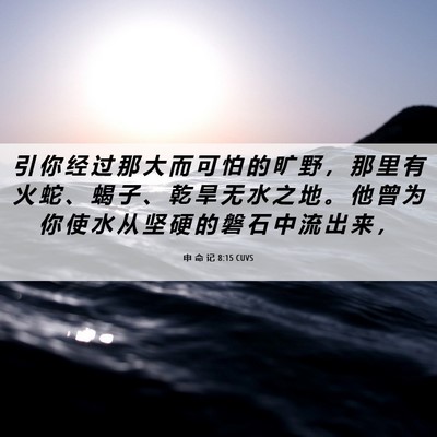 Picture 06 - 申 命 记 8:15 CUVS - 引 你 经 过 那 大 而 可 怕 的 旷 野 - Bible Verse Picture