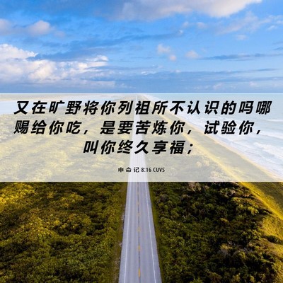 Picture 06 - 申 命 记 8:16 CUVS - 又 在 旷 野 将 你 列 祖 所 不 认 识 - Bible Verse Picture