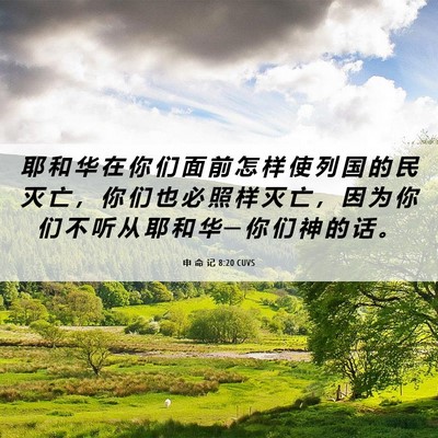 Picture 06 - 申 命 记 8:20 CUVS - 耶 和 华 在 你 们 面 前 怎 样 使 列 - Bible Verse Picture